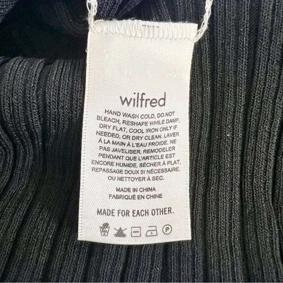 Wilfred Zeta Ribbed Midi Skirt w/ Slit Black L Aritzia Knit Pull On Minimalist - Picture 13 of 15